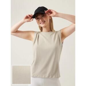 Athleta Seasoft Tank Sweatshirt- Small- Tan/Cream